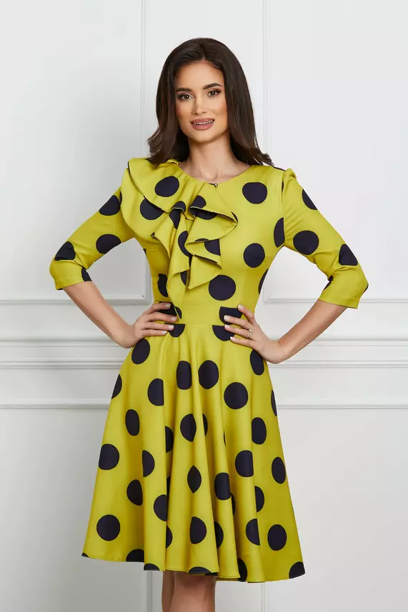 Rochie Mbg Lime Cu Buline Si Volan Pe Bust Dyfashion