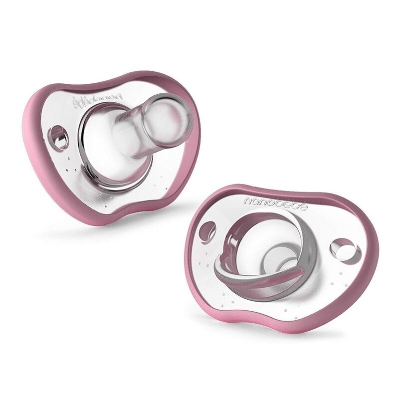 Nanobebe - 2 x suzeta flexy pentru nou nascuti in forma anatomica, 0-3 luni, roz