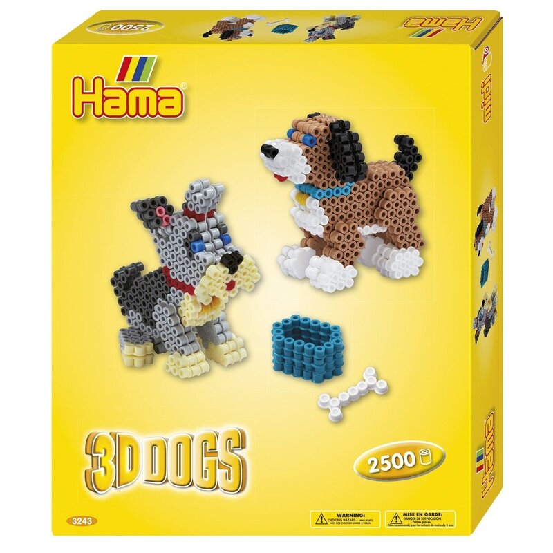 Hama - set margele de calcat catel 3d in cutie, 2500 buc midi