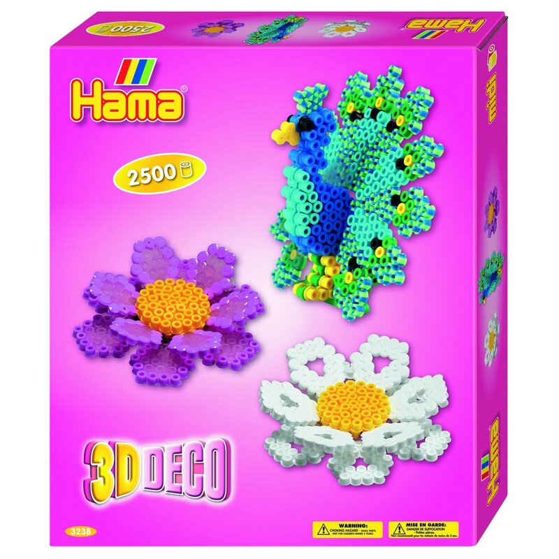 Hama - set margele de calcat deco 3d in cutie, 2500 buc midi