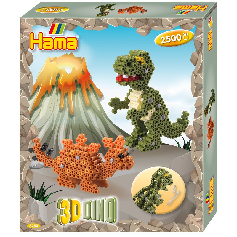 Hama - 3d dino, 2500 margele midi in cutie