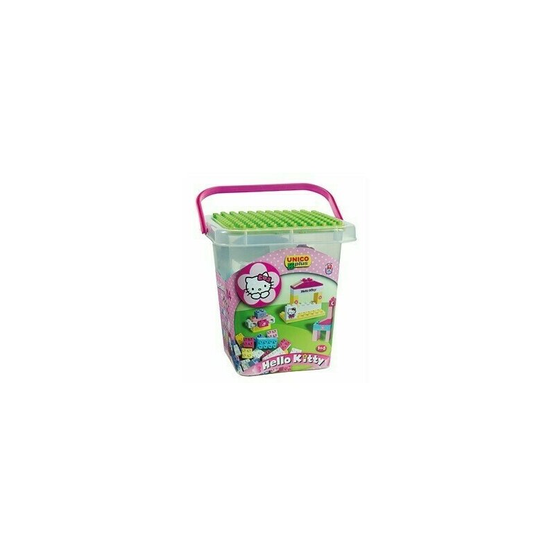 Androni giocattoli set constructie unico plus hello kitty galetusa cu placa de montat 104 piese