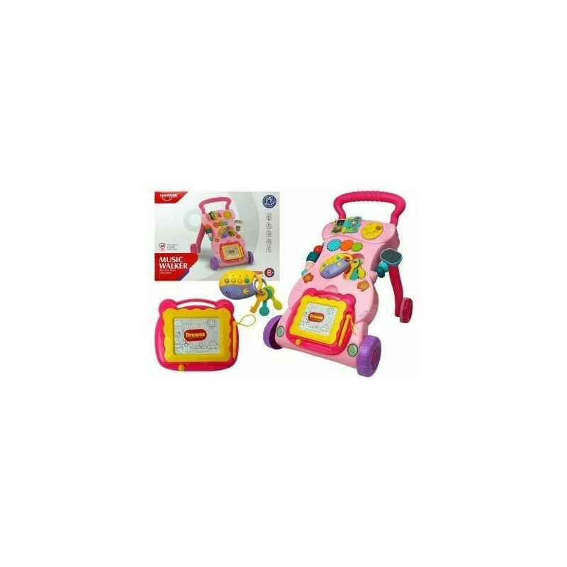 Leantoys - antepremergator multifunctional pentru bebe, cu centru de activitati, roz, , 5995