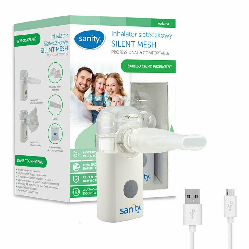 Sanity - aparat aerosoli cu tehnologie mesh silent mesh ap 2717 pro, dimensiuni reduse, cablu usb