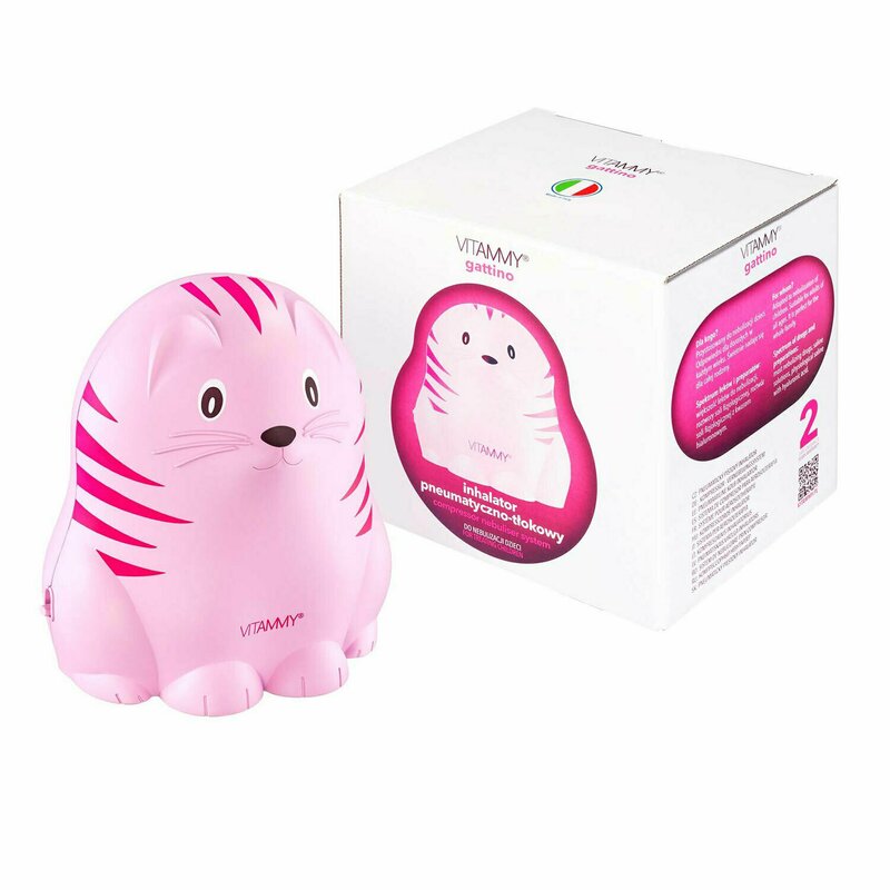 Vitammy - aparat aerosoli gattino a1503, nebulizator cu compresor, set complet de accesorii, roz
