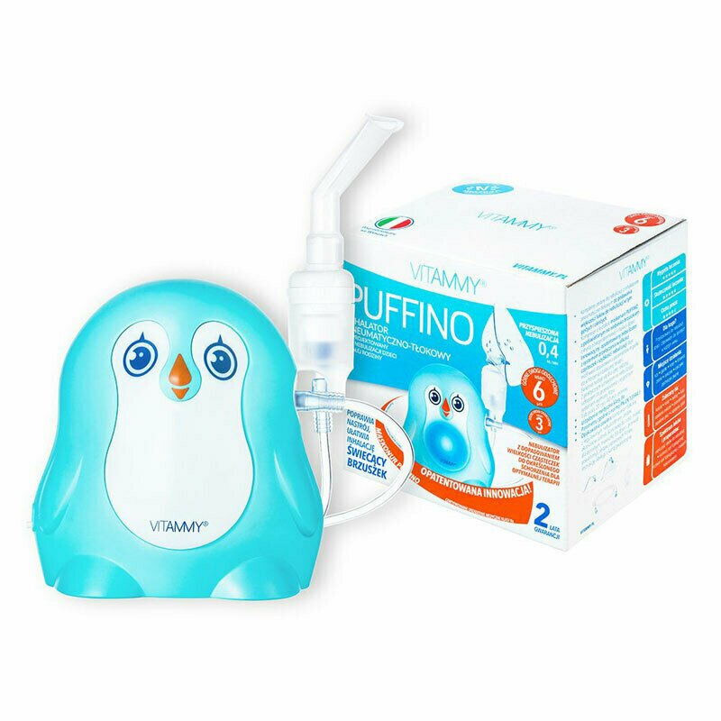 Vitammy - aparat aerosoli puffino, masca copii si adulti, 2 dimensiuni de particule, nebulizator cu compresor