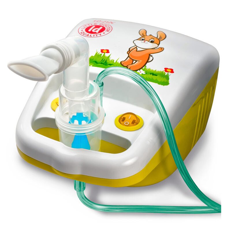 Little doctor - aparat de aerosoli cu compresor ld-212c, 3 dispensere pentru reglarea dimensiunilor particulelor, 2 masti, galben