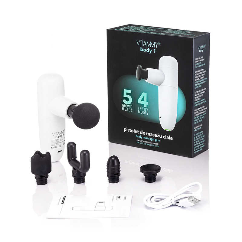 Aparat de masaj tip pistol vitammy body 1, portabil, 5 capete de masaj, 4 trepte de viteza,...