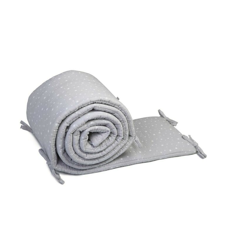 Aparatoare laterala pat yappystar_grey, din muselina, yappykids, 360x30 cm, grey