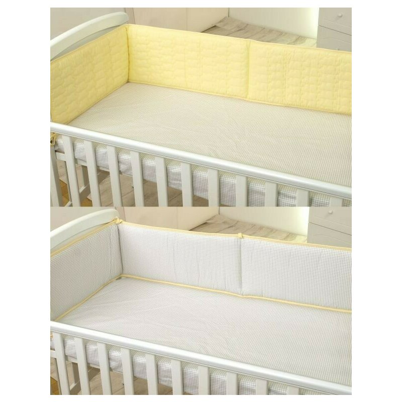 Amy - aparatoare laterala pat reversibila, 360 cm, 120x60 cm, galben/gri