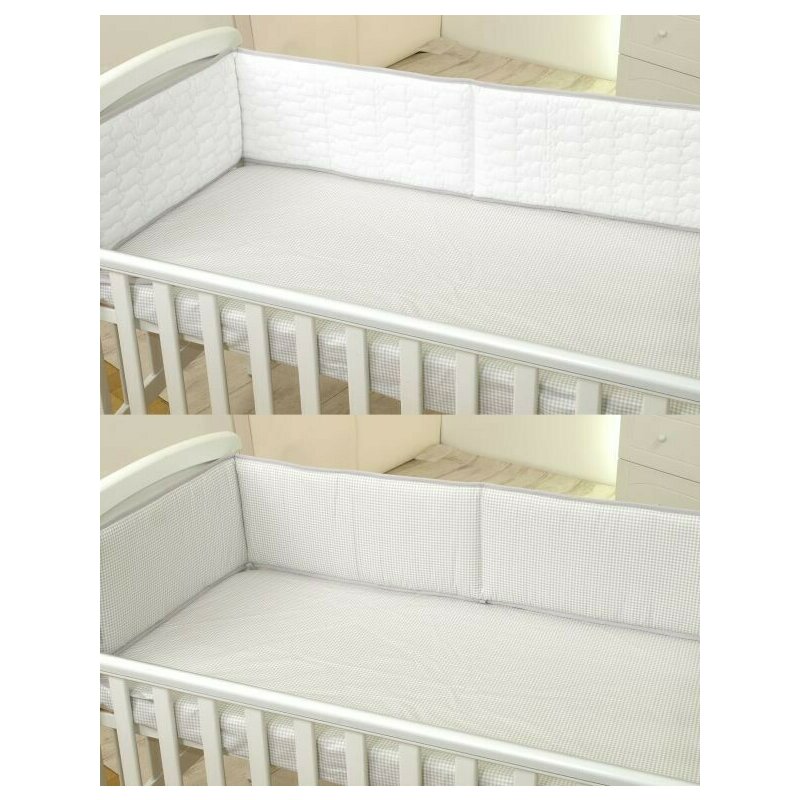 Amy - aparatoare laterala pat reversibila, 380 cm, 127x63 cm, alb/gri