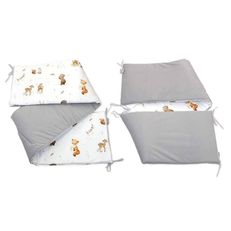Aparatoare laterala patut, 2 fete, roar!, velvet gri, 180 x 35 cm