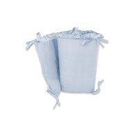 Aparatoare pentru patut, MimiNu, Cu volanase, Din bumbac certificat Oeko Tex Standard 100, 180x30 cm, Cu panglici, Colectia Royal, Blue
