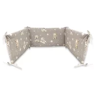 Aparatoare pentru patut, MimiNu, Din bumbac certificat Oeko Tex Standard 100, 180x30 cm, Cu panglici, Bedtime story beige