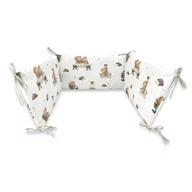 Aparatoare pentru patut, MimiNu, Din bumbac certificat Oeko Tex Standard 100, 180x30 cm, Cu panglici, Tedy bear dreams beige