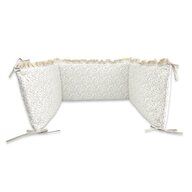 Aparatoare pentru patut, MimiNu, Premium, Cu volanase si dantela, Din bumbac certificat Oeko Tex Standard 100, 180x30 cm, Cu panglici, Meadow