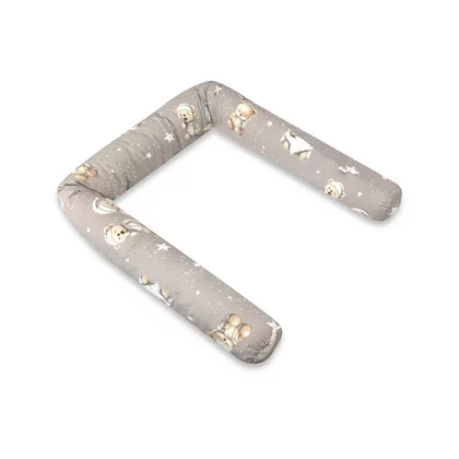 Aparatoare pentru patut, MimiNu, Tip rulou, Cu husa detasabila, Lungime 180 cm, Din bumbac certificat Oeko Tex Standard 100, Bedtime story beige
