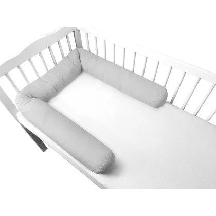 Aparatoare pentru patut, MimiNu, Tip rulou, Cu husa detasabila, Lungime 180 cm, Din bumbac certificat Oeko Tex Standard 100, Colectia Royal, Grey