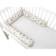 Aparatoare pentru patut, MimiNu, Tip rulou, Cu husa detasabila, Lungime 180 cm, Din bumbac certificat Oeko Tex Standard 100, Design, Ducklings Beige