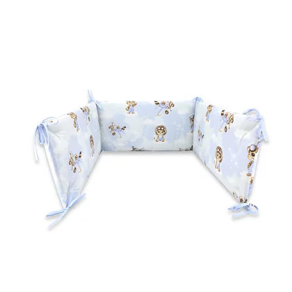 Aparatoare pentru patut, Qmini, Din bumbac certificat Oeko Tex Standard 100, 180x30 cm, Cu panglici, Sky Adventure