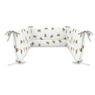 Aparatoare pentru patut, Qmini, Din bumbac certificat Oeko Tex Standard 100, 180x30 cm, Cu panglici, Teddy Toys