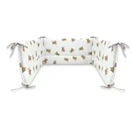 Aparatoare pentru patut, Qmini, Din bumbac certificat Oeko Tex Standard 100, 180x30 cm, Cu panglici, Teddy Toys
