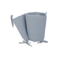 Aparatoare pentru patut, Qmini, Din muselina dubla, 180x30 cm, Cu panglici, Material certificat Oeko Tex Standard 100, Jeans