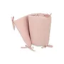 Aparatoare pentru patut, Qmini, Din muselina dubla, 180x30 cm, Cu panglici, Material certificat Oeko Tex Standard 100, Powder Pink - 1
