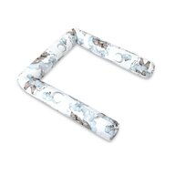 Aparatoare pentru patut, Qmini, Tip rulou, Cu husa detasabila, Lungime 180 cm, Din bumbac certificat Oeko Tex Standard 100, Teddy Bear and Friends Blue