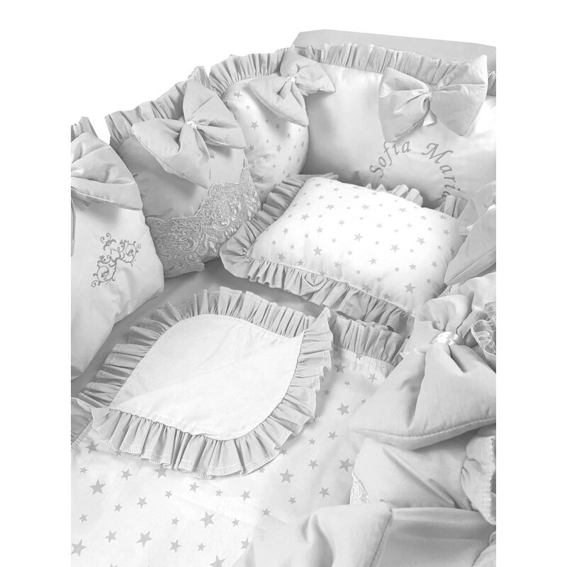 Deseda - aparatori din 13 pernute lux by pt pat 120x60 cm gri