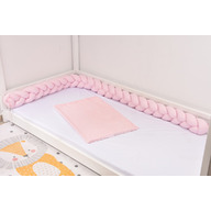 Aparatori impletite bumbac 100% culoare roz pentru pat casuta 290 cm