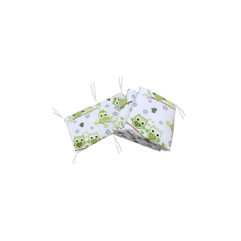 Deseda - aparatori laterale protectii laterale pat pufoase 140x70 cm h39cm bufnite cu verde