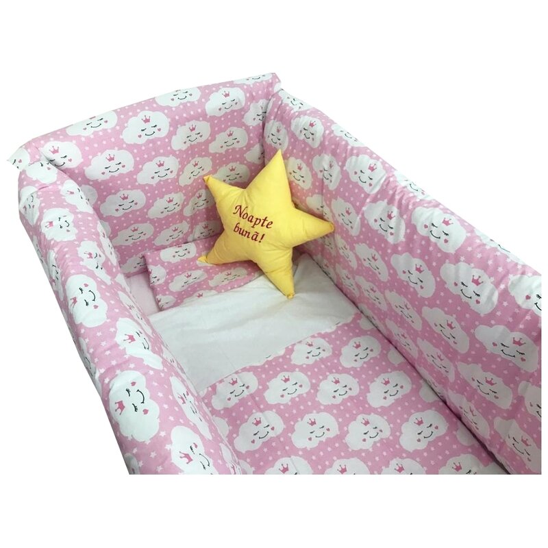 Deseda - aparatori laterale protectii pat 140x70 cm maxi norisori pe roz