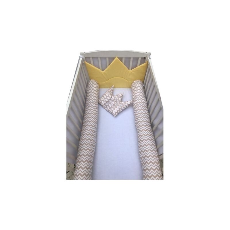 Deseda - aparatori laterale protectii pat cu bumper 140x70 cm coronita de print
