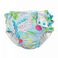 Aqua Coral Reef 12 luni - Slip fete refolosibil SPF 50+ cu capse si volanase Green Sprouts by iPlay
