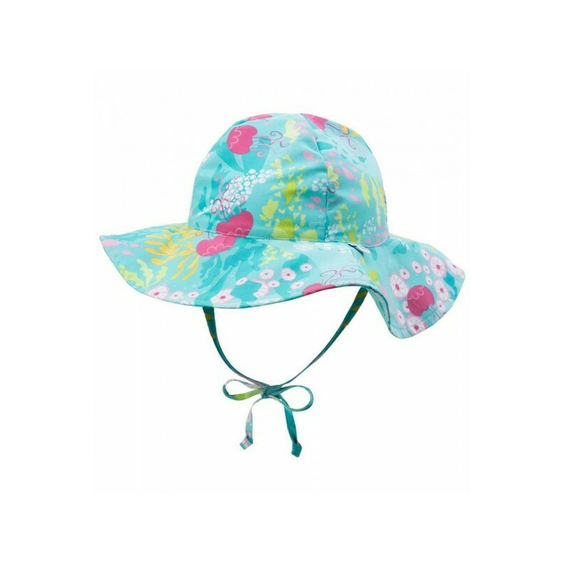 Aqua Coral Reef 2T/4T - Palarie fete SPF 50+ cu snur reglator Green Sprouts by iPlay