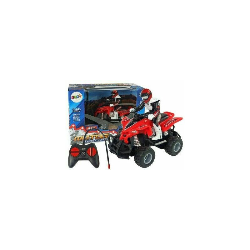 Leantoys - atv rosu rc pentru copii , quad cu telecomanda 27 mhz, , 9385