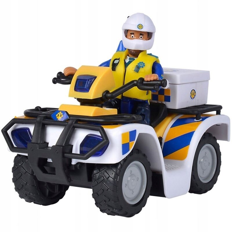 Simba - atv police cu accesorii, cu figurina malcolm pompierul sam