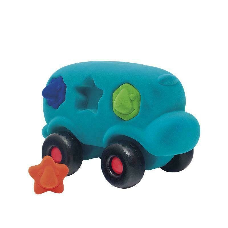 Rubbabu - jucarie sortare autobuz , cu forme, din cauciuc natural, turcoaz