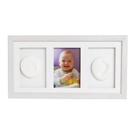 Baby HandPrint - Kit mulaj cu dubla amprenta, Double Memory Frame, Cu rama foto 10x15 cm, Non-toxic, Conform cu standardul european de siguranta EN 71-3:2019, Alb