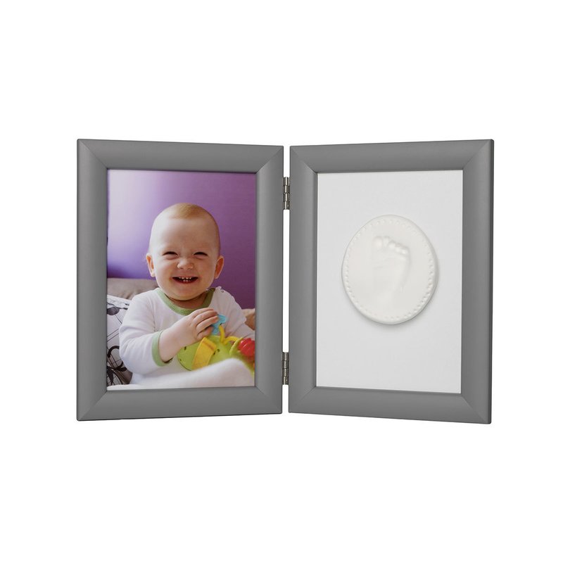 Baby HandPrint - Kit mulaj Memory Frame, Cu rama foto 13x18 cm, Non-toxic, Conform cu standardul european de siguranta EN 71-3:2019, Silver