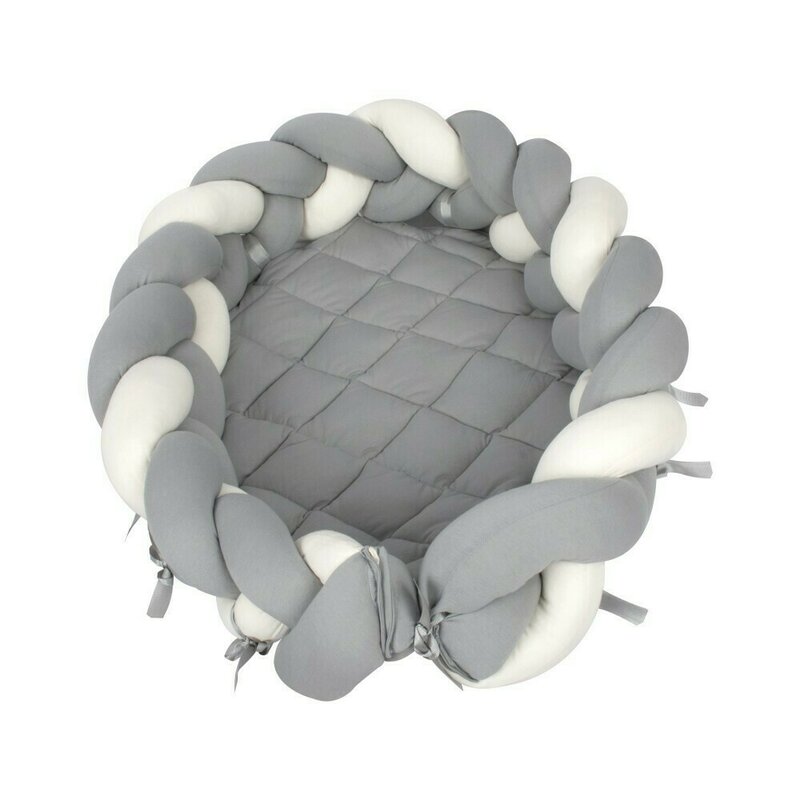 Sevibebe - suport de dormit baby nest din bumbac, 60x28 cm, gri