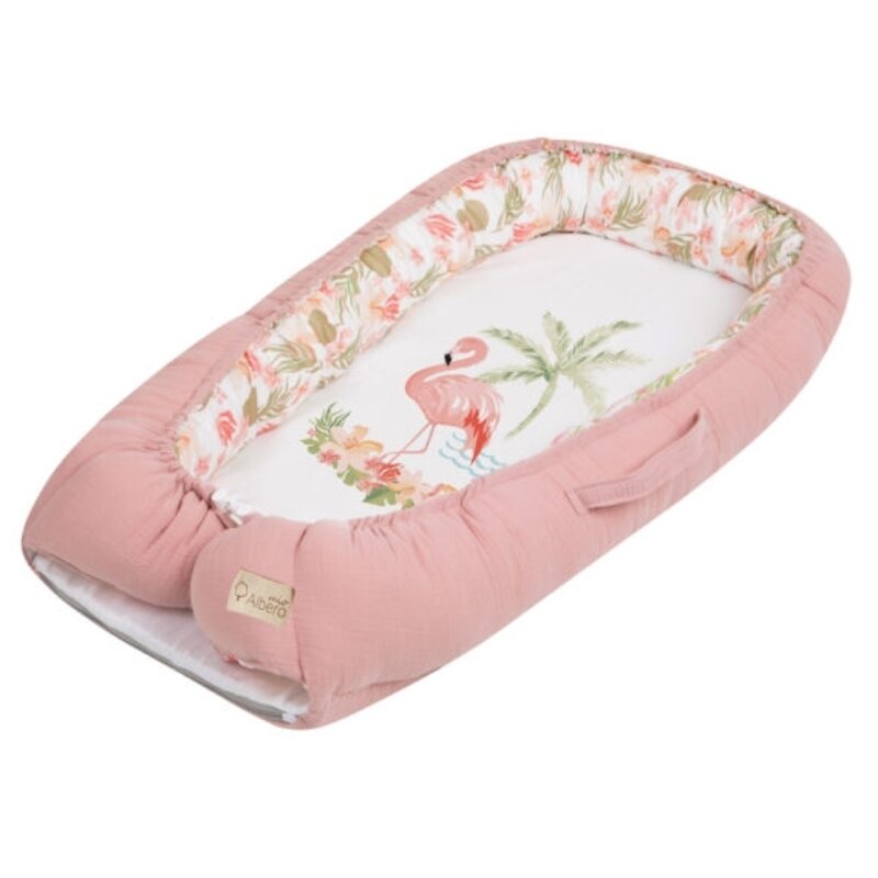 Klups - suport de dormit baby nest eco & love hawaii din bumbac, 80x45 cm