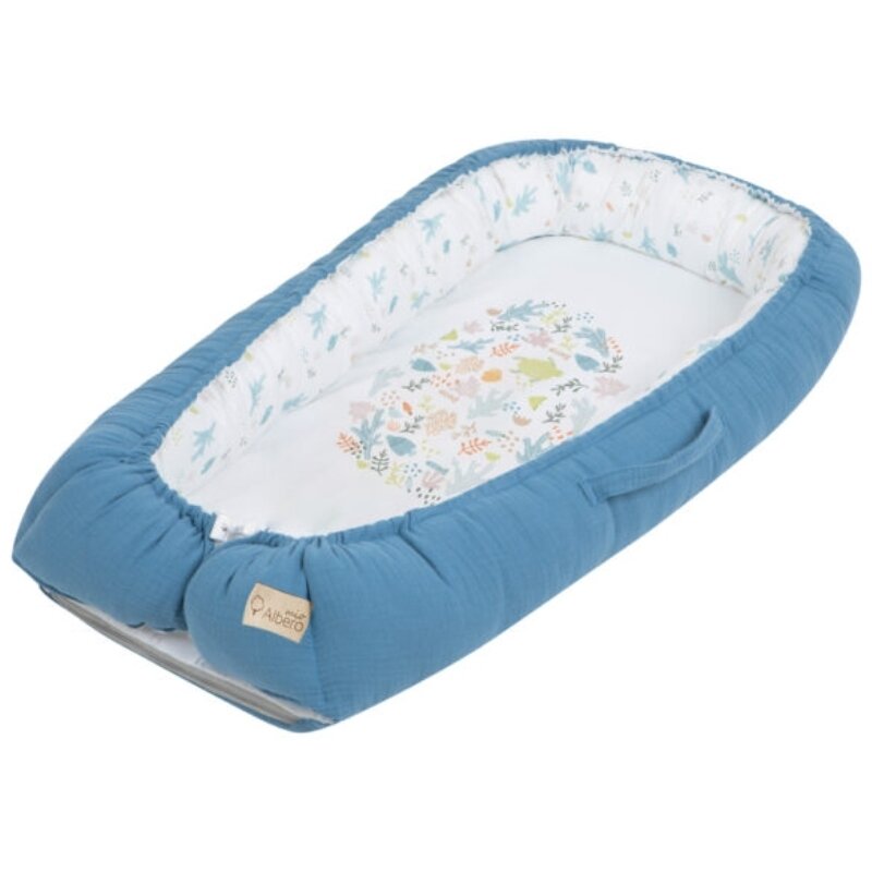 Klups - suport de dormit baby nest eco & love ocean din bumbac, 80x45 cm