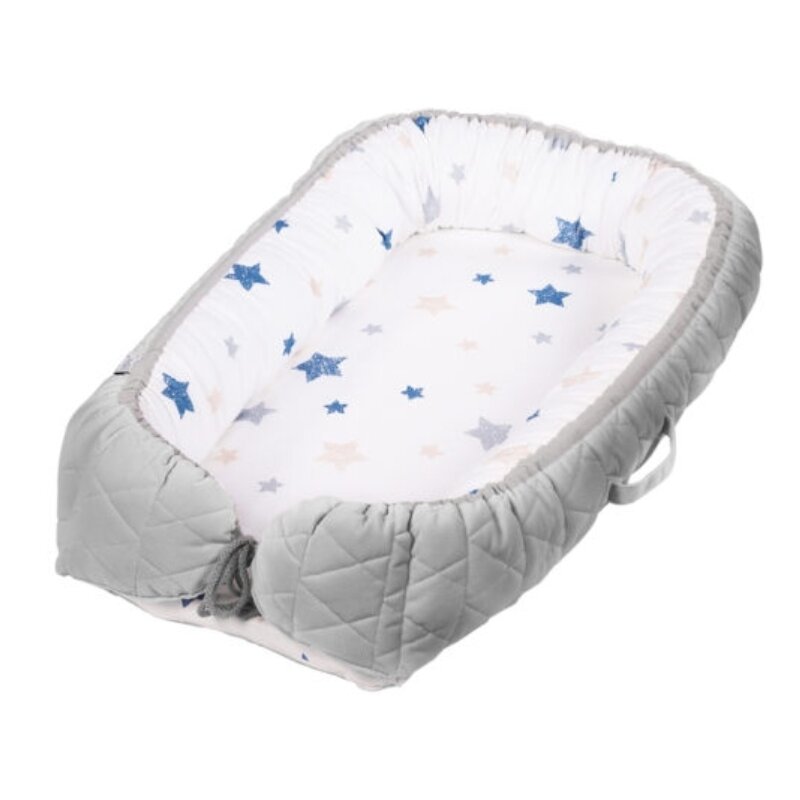 Klups - suport de dormit baby nest velvet din bumbac, 80x50 cm, gri