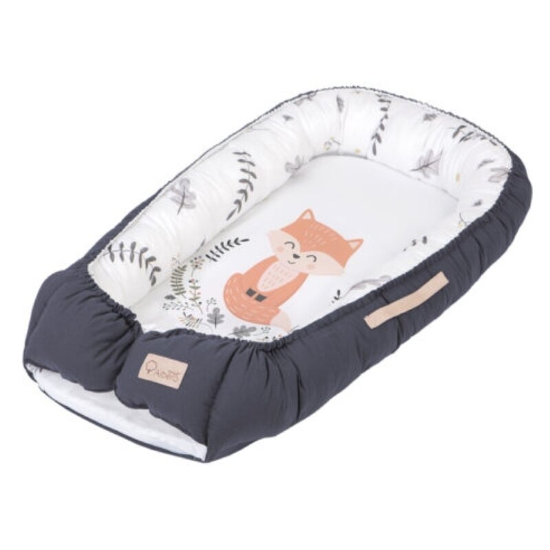 Klups - Suport de dormit Baby Nest Nature & Love Forest din Bumbac, 80x50 cm