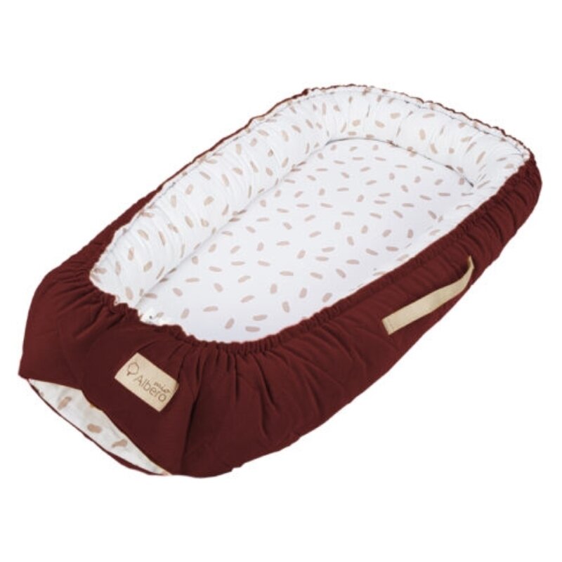 Klups - suport de dormit baby nest din bumbac, 80x50 cm, rosu