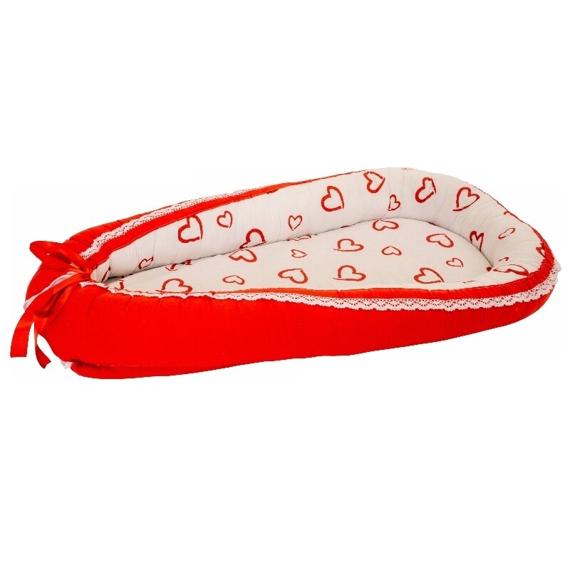 Mykids - baby nest hearts-red white