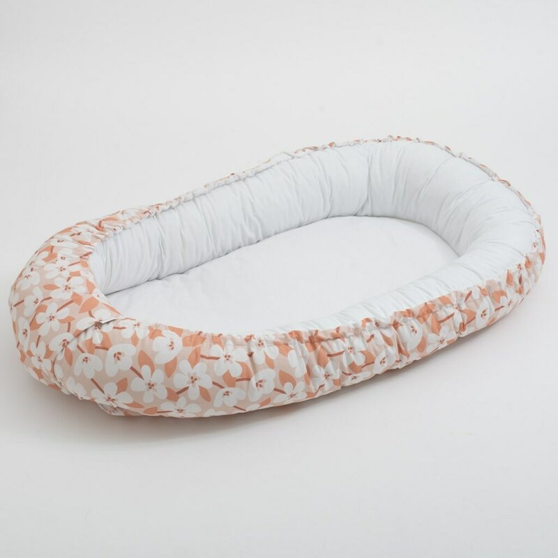 Baby Nest, New Baby, Multifunctional, Cu siret pentru ajustare, Din 100% bumbac, 88x50 cm, 0-3 luni, Natura Fiori