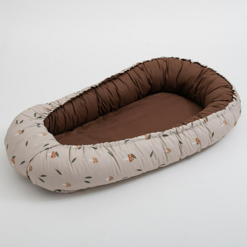 Baby Nest, New Baby, Multifunctional, Cu siret pentru ajustare, Din 100% bumbac, 88x50 cm, 0-3 luni, Natura Funghi